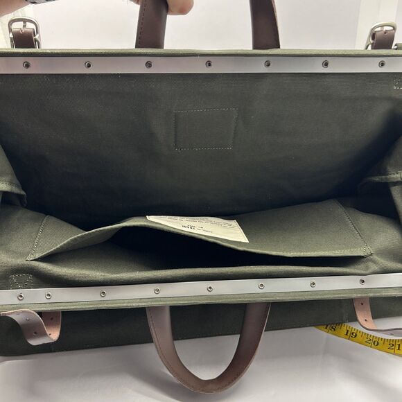Canvas Weekender Bag Line of Trade No. 0312 Olive Green Duffel Tote W/Strap NWOT - Picture 13 of 13
